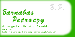 barnabas petroczy business card